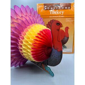 Vtg Amscan Honeycomb Turkey Table Decoration Centerpiece Thanksgiving